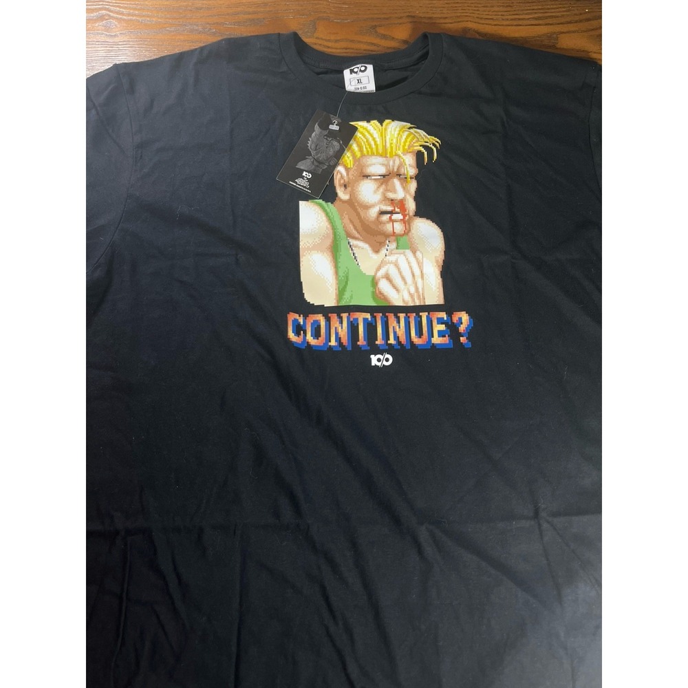 NEW TEN-O 100 Street Fighter Guile Continue? Graphic T Shirt XL NWT Capcom